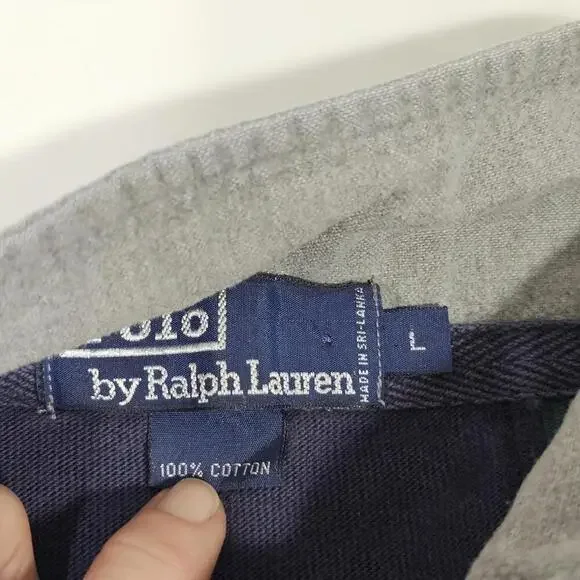 Vtg Ralph Lauren Striped Rugby Long Sleeve Polo. 100% Cotton. Mens Large READ - Picture 5 of 11